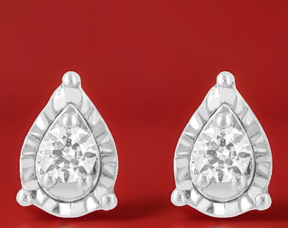 NEW! Effy Petite Tear Drop Sterling Silver & Lab Grown Diamond Earrings